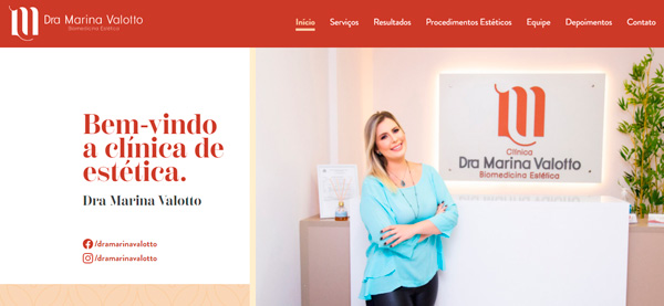 Captura de tela do site para uso do marketing para clínica de estética